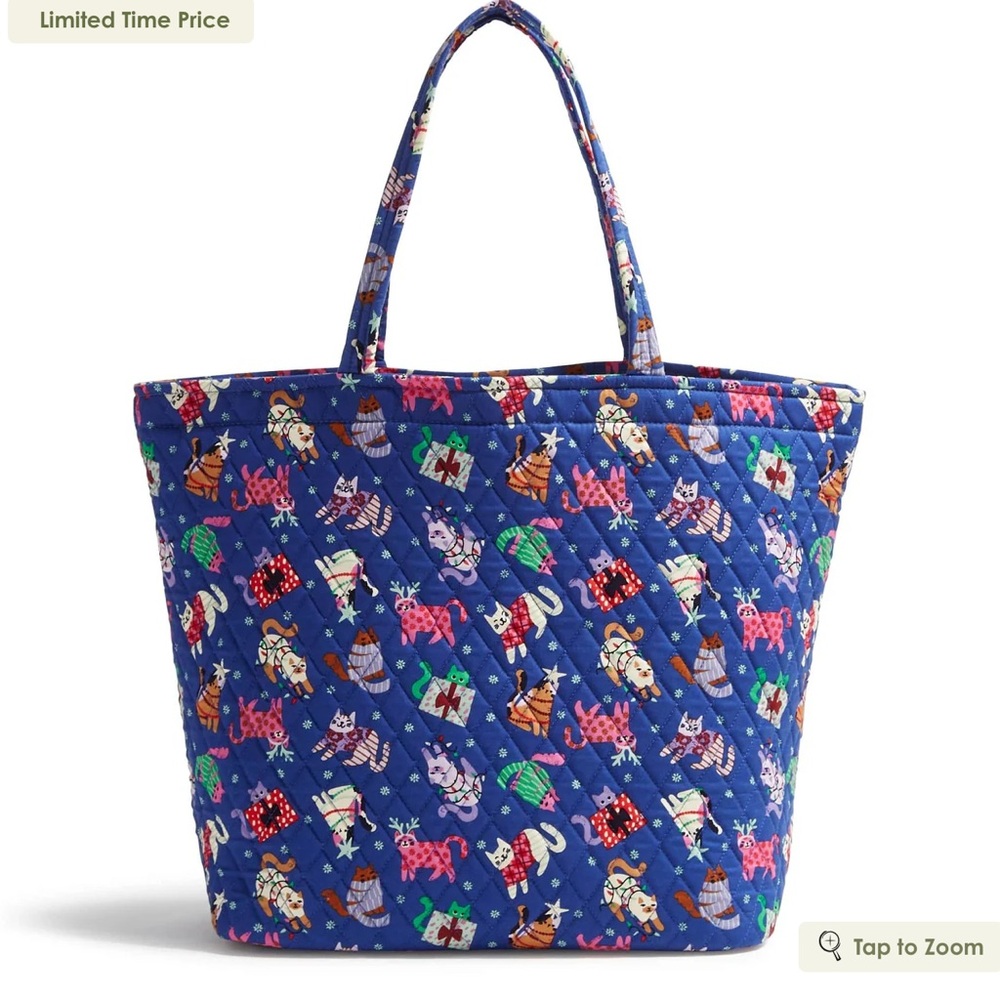 🐾💙VERA BRADLEY Retired Essential Grand Tote Catnip Christmas - Picture 4 of 9